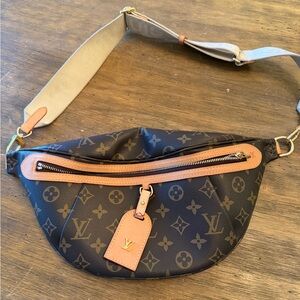 Louis Vuitton Monogram Canvas Luggage Tag with Tan Leather and Gold JUNk